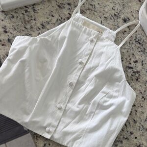 J.O.A. White Button-Up Camisole Top